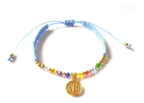 Comprar Pulsera Medalla San Benito En Cristales Y Chapa De Oro 14k