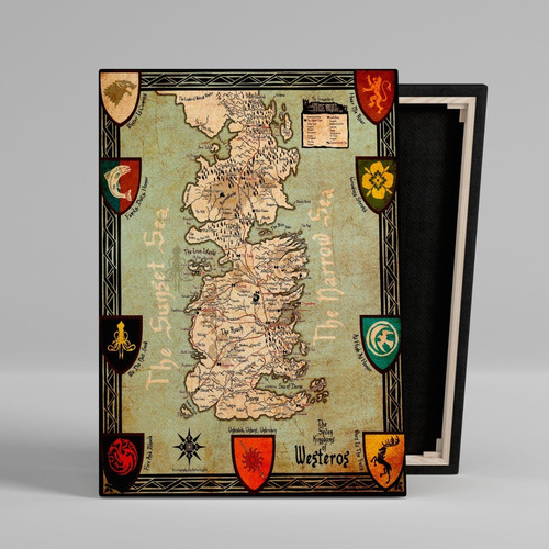 Cuadro Westeros Mapa Game Of Thrones Got Canvas 50x40 Cm