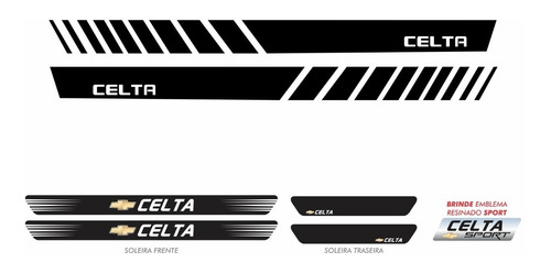 Kit Adesivo Chevrolet Celta Faixa Lateral + Soleira Kit18