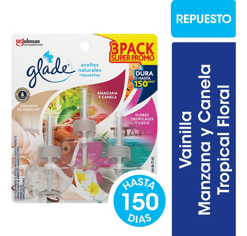 Glade repuestos 3 desodorante ambiental eléctrico mix 63ml