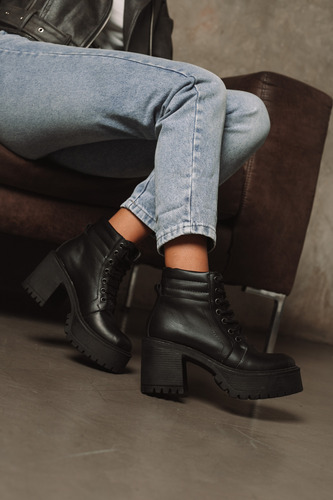 Borcegos Mujer Cuero Taco Alto Plataforma Botas Moda Romi