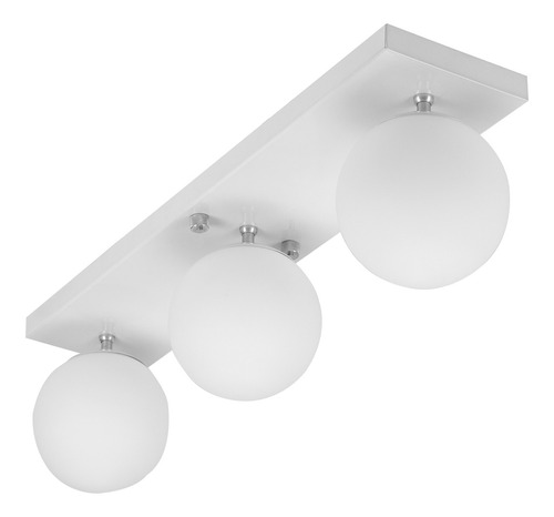 Lustre Luminária Retangular Triplo Branco Orby Bolinha