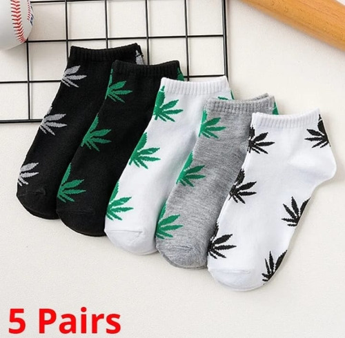 Tines Calcetines Corto Cannabis Marihuana Hierba 420 5 Pares
