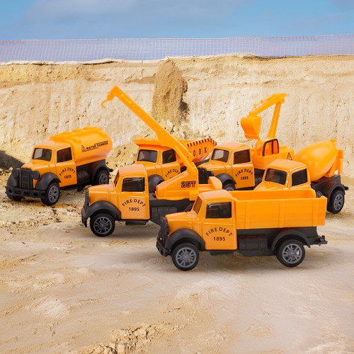 6 Mini Camiones A Fricción Escala 1:48 Cabina Metálica