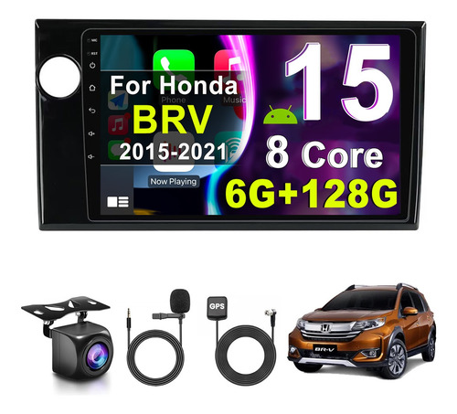 Autoestéreo De 6+128g Pantalla Para Honda Brv 2015-2021 Negro