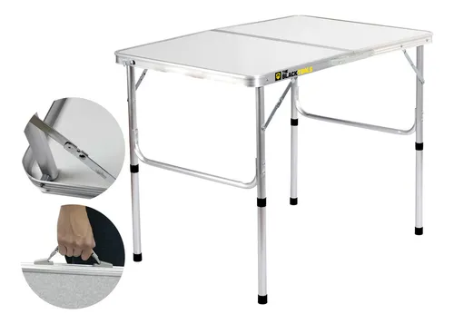 comprar Mesa Dobrável Alumínio 90x60cm Vira Maleta Com Alça Portátil Camping Praia The Black Tools