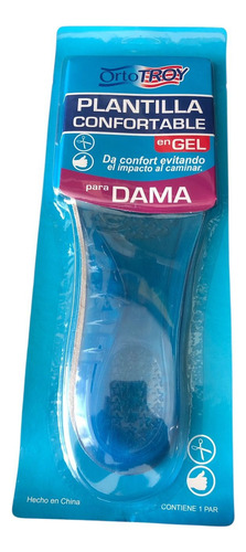 Plantilla Confortable En Gel Para Dama -troy- Unitalla Azul Acero