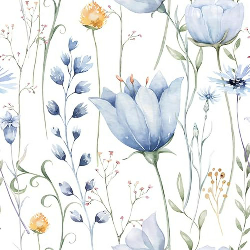 Papel Pintado De Hojas Florales Azules De 16.1 X 118 Pulgada