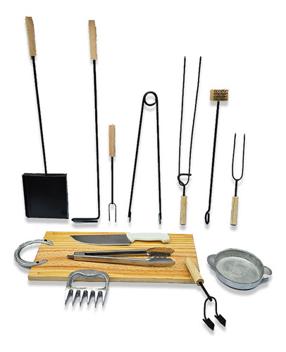 Kit Parrillero Set Asador Asado Unidades Pala Atizador X13