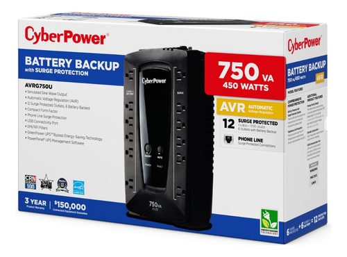 Cyberpower Con Regulador Avrg750u, 750v, Entrada 90-148v