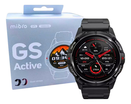 Reloj Inteligente Mibro Watch Gs Active 47mm 1,3'' Negro Diseño De La Malla Lisa