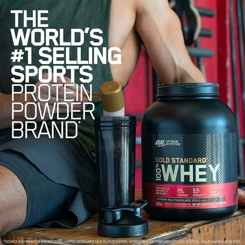 Suplemento en polvo Optimum Nutrition Proteína Gold Standard 100% Whey proteína sabor delicious strawberry en bolsa de 4.54kg