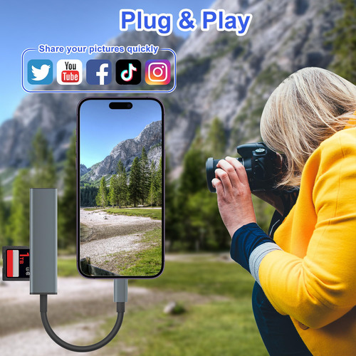 Lector De Tarjetas Sd Usb C 5 En 1 Tiansong Con Cargador Pd