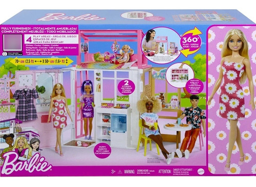 Set Barbie Casa Glam Para Viaje Con Muñeca
