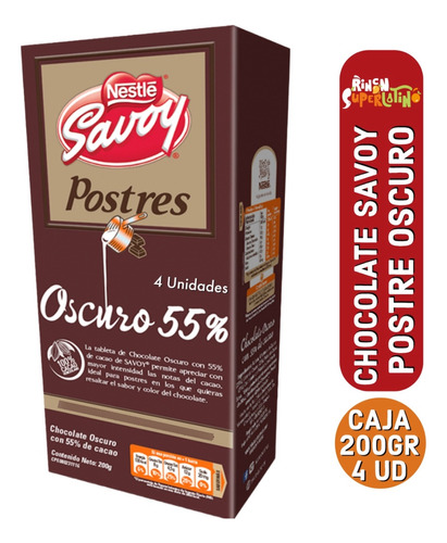 Chocolate Postres Oscuro Savoy 200gr