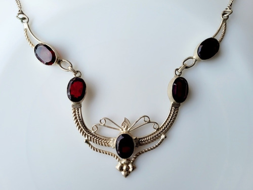 Imagen 7 de 7 de Cadena, Gargantilla, Collar En Plata 925 Y Granates