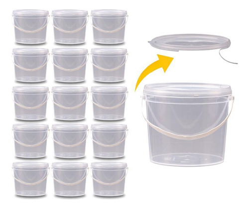 Balde De 2.2 Litros Com Tampa Lacre - Kit 15 Pçs