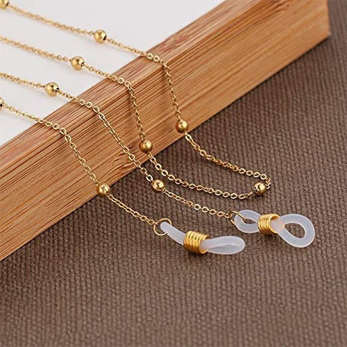 Cadenas Para Anteojos Color Dorado,cuentas Doradas, Dama