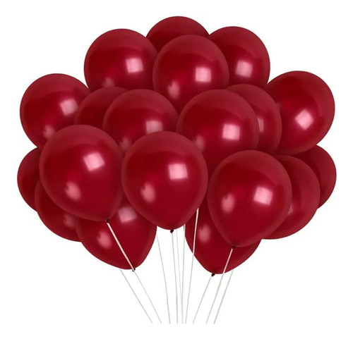 Bolsa X25 Globos Látex Perlados 10 Color Deco Cotillón Bordó
