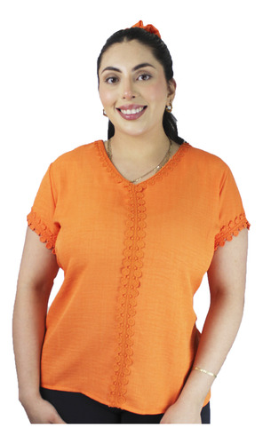 Blusa Elegante Con Guipiure Diseño Fresco Para Dama Mujer