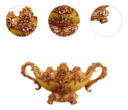 Plato Decorativo Para Frutas Con Pedestal, Plato Oro