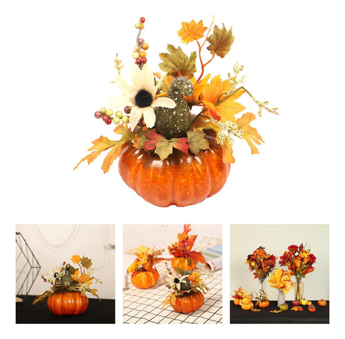 Calabaza Artificial Con Adorno De Flores Accesorios De
