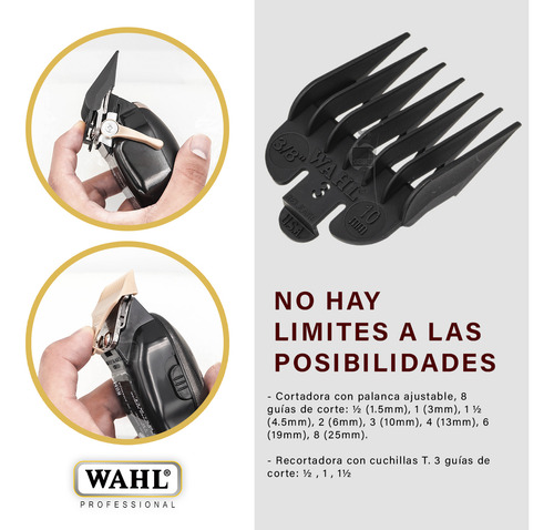 Wahl Barber Combo Profesional Cortadora Terminadora + Regalo Negro/dorado