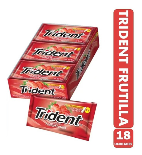 Trident Rojo - Sabor Fresa Frutilla (caja Con 18 Unidades)