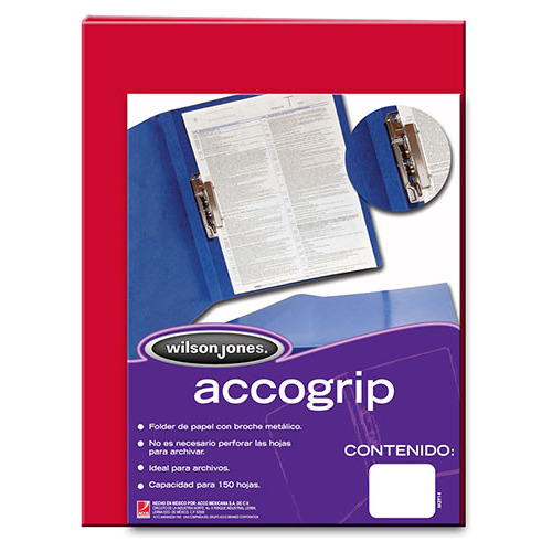 Folder Accogrip P0971 Tamaño Oficio Broche Con Palanca Rojo