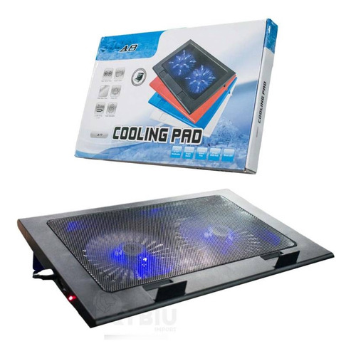 Base Doble Cooler 668 Para Notebook Luz Led + 2 Usb