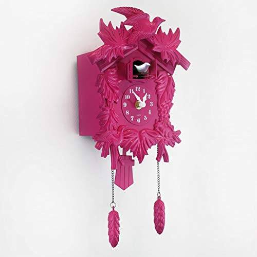 Walplus Chiming Classic Pink Cuckoo Wall Clock Hanging Bird 