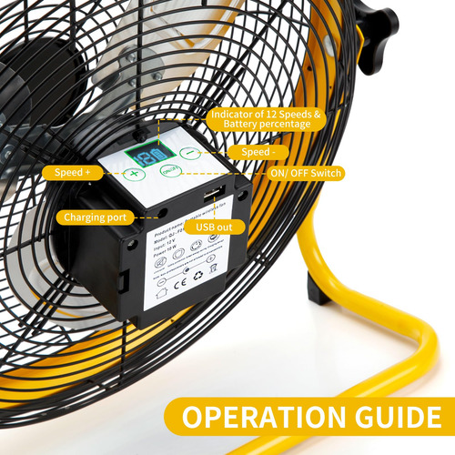 Ventilador Solar Portátil Recargable De 16 Pulgadas