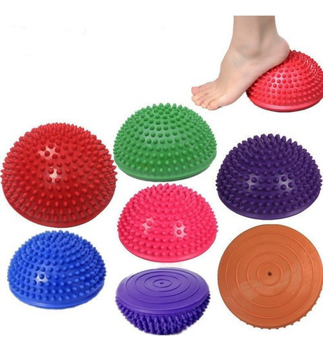 Kit C/ 2 Mini Meia Bola Bosu Equilíbrio Cravos Pilates Yoga Cor Cinza