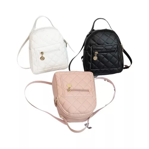 Mochila Bolso Blanca Rombos