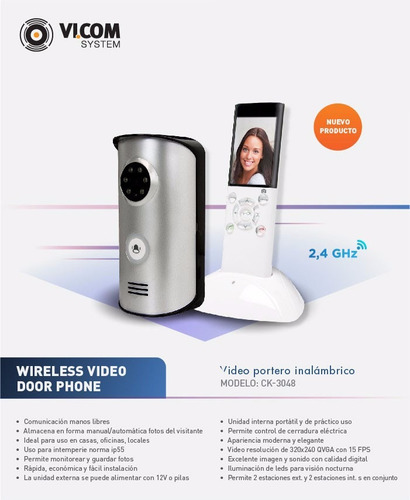 Portero Visor Inalambrico Vicom Frente + Telefono Saca Fotos
