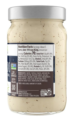 Primal Kitchen No Dairy Garlic Alfredo Sauce 425 G