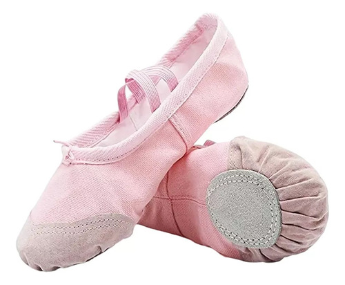 Niña Zapatillas Media Punta Lona Y Gamuza, Para Ballet, Yoga