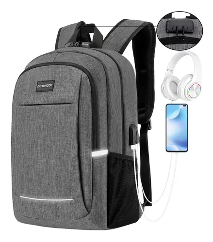 Tira reflectante para hombre Mochila antirrobo multifuncional 15.6 pulgadas  portátil Portátil Portátil Usb Bolsa de viaje Mochila Escolar Para Hombre