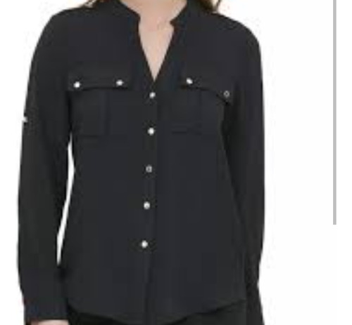 Calvin Klein Blusa Camisa Negra Mujer Linda Única.talla S