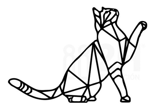 Cuadro Gato Silueta Animal Geométrica Pared Decoración N° 08