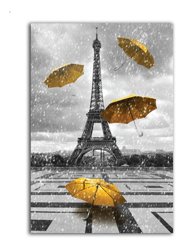 Imagem 3 de 3 de Placa Decorativa Torre Eiffel Detalhe Amarelo
