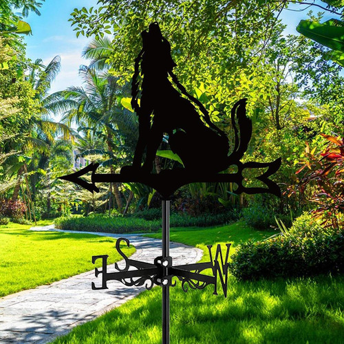 Estatuilla De Aullando De Metal, Veleta De Viento,