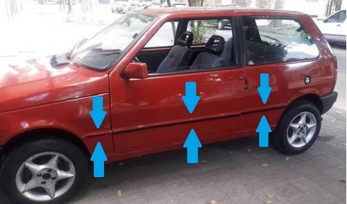 Fiat Uno 3p Fire Baguetas De Puertas Negras Finitas 8 Piezas