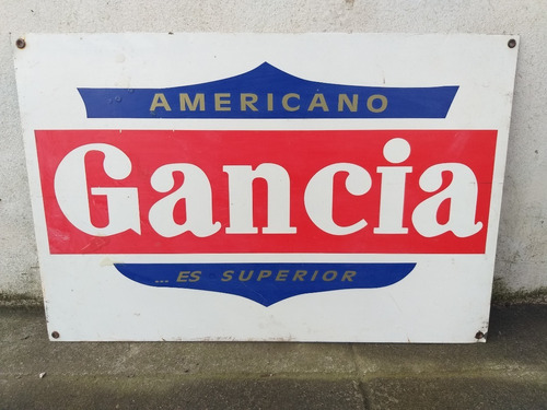 Antiguo Cartel Americano Gancia En Chapa 60cm X 40cm