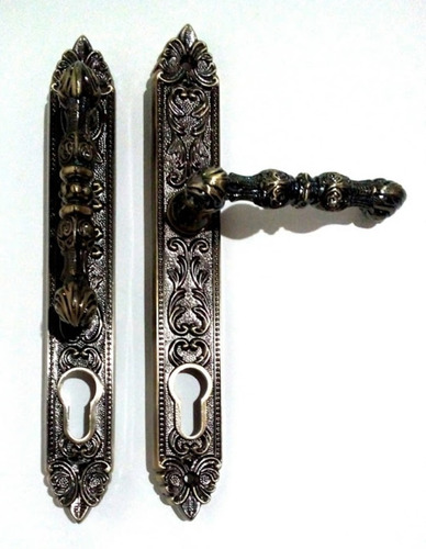 Manillas Puerta Principal Colonial Tono Bronce F/m Y M/m