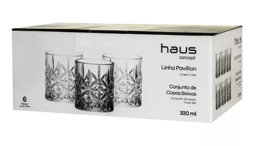 Cj 6 Copos Vidro Grosso 330ml Haus Concept Linha Pavillion