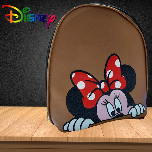 Bolsa - Mochila Para Dama, De Minnie Mouse, En Color Cafe