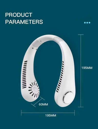 Ventilador De Cuello Portátil Recargable Con 3 Velocidades Blanco