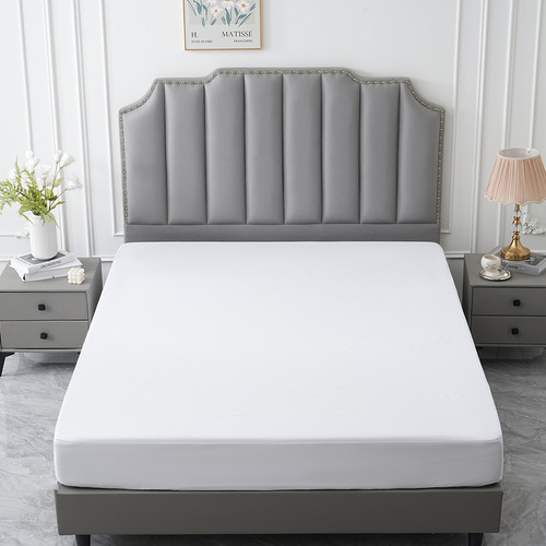 Protector De Colchón Hipoalergénico Impermeable King Size Blanco Liso King