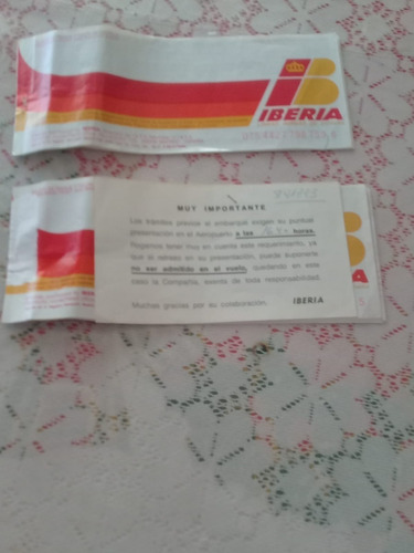 Antiguo Pasaje De Avion Lineas Iberia Lote X 2 Unid.